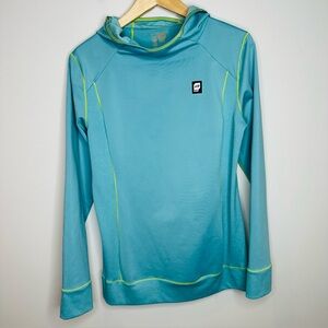 Orage Women’s Hooded Baselayer Top in Turquoise Blue Medium EUC Ski Snowsports